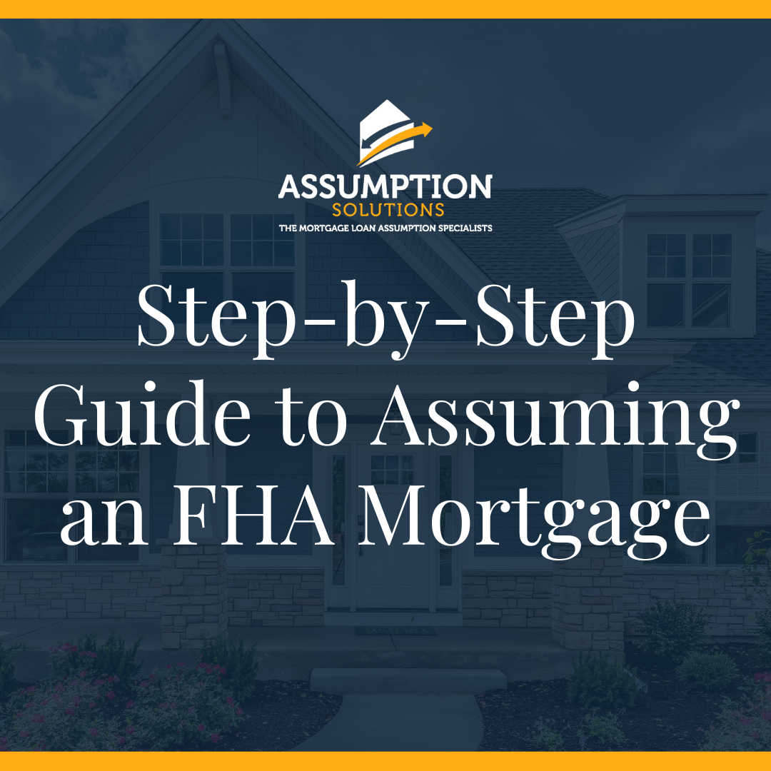 Text with the blog title "A Step-by-Step Guide to Assuming Your FHA Mortgage" appears over hands shaking in an image with a blue background.